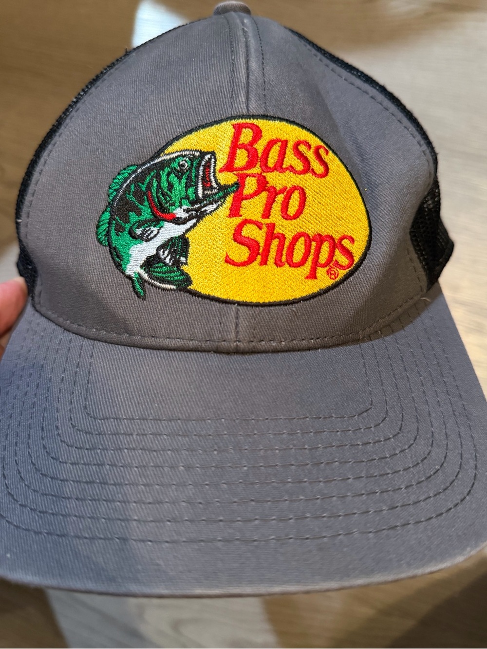 Bass Pro Shops Gray Trucker Hat with Yellow Logo